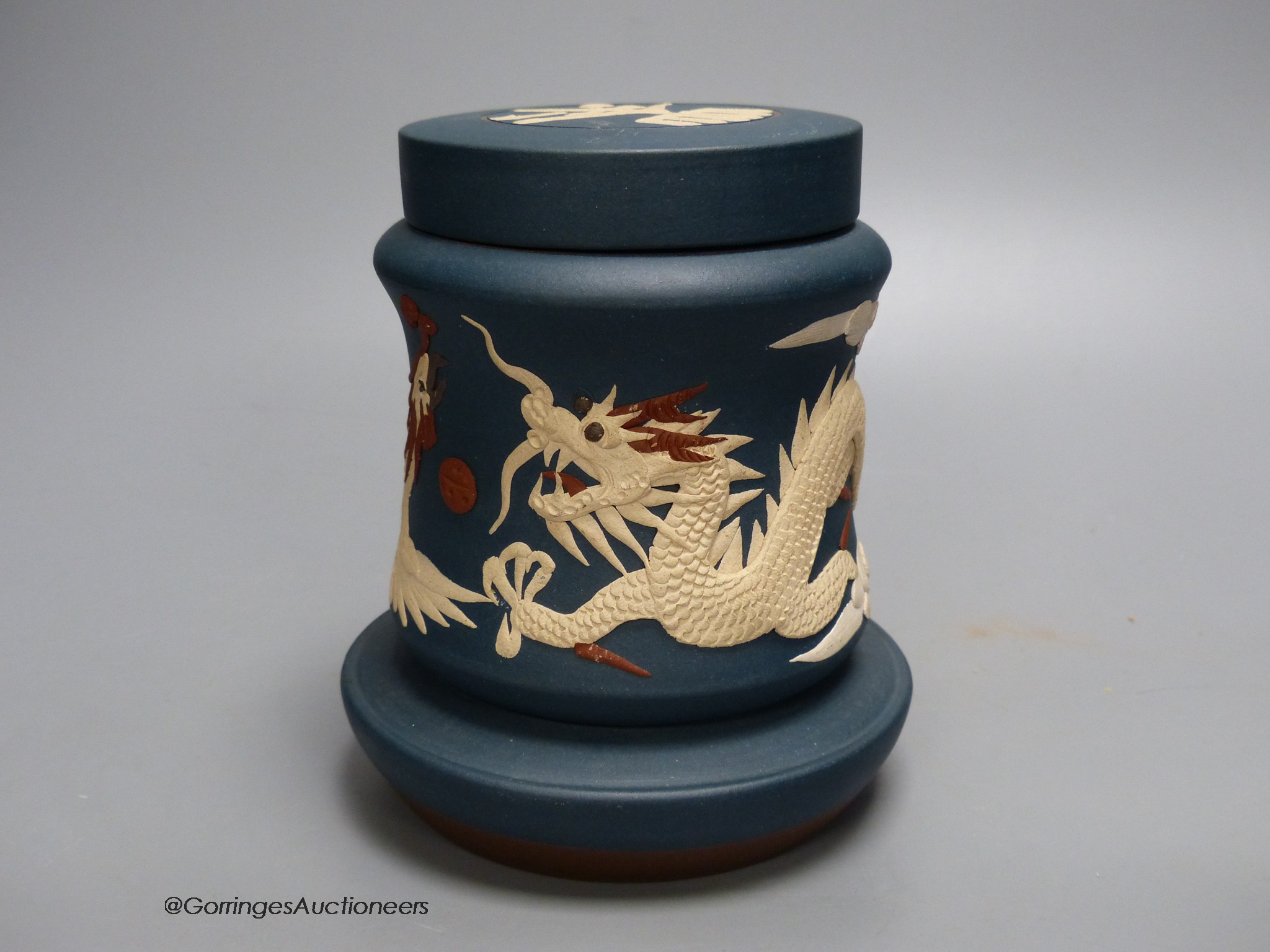 A Chinese Yixing tea caddy, 15cm high